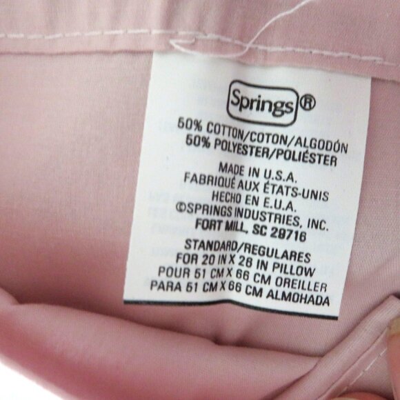 New Springs Pink Pillowcases Standard Size Pair of 2 Made In USA - Picture 4 of 9